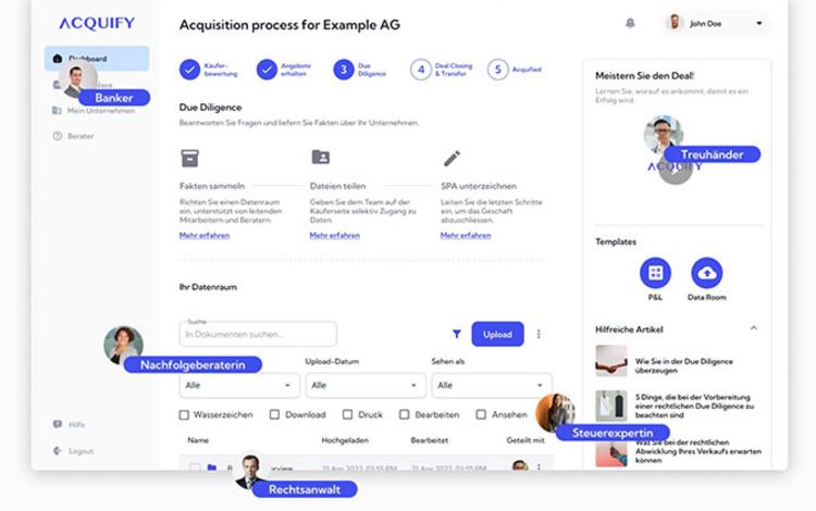 Ein Blick auf die Oberfläche der Plattform Acquify