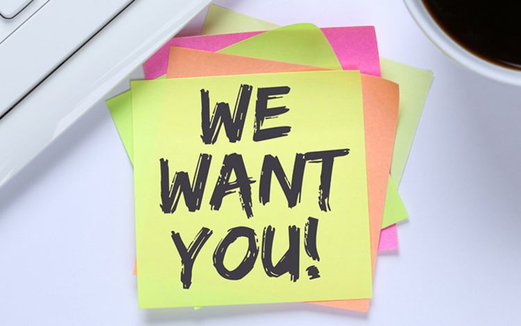 Post-it mit Aufschrift We want you