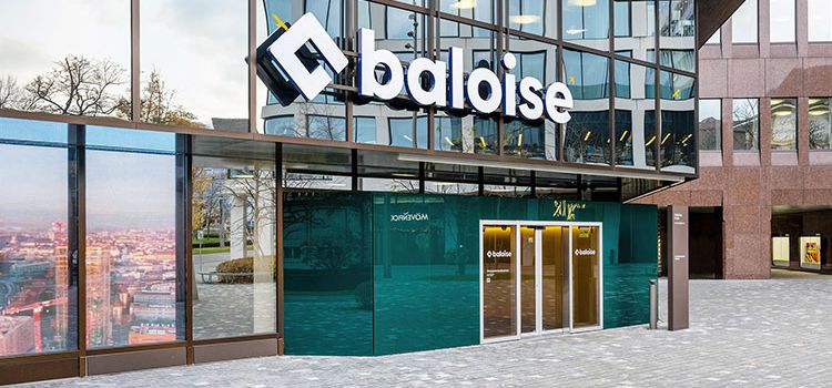 Der Eingang des Hauptsitzes der Baloise Versicherung in Basel