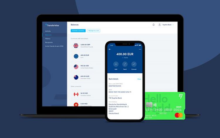 Mastercard von Transferwise mit Smartphone un PC