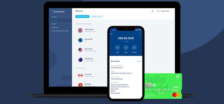 Mastercard von Transferwise mit Smartphone un PC