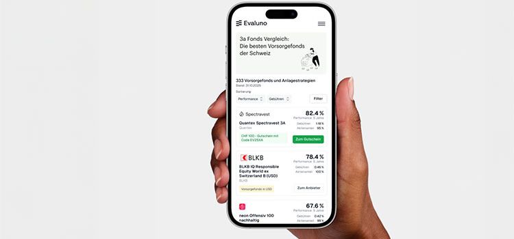 Smartphone-Ansicht der Vergleichsplattform Evaluno
