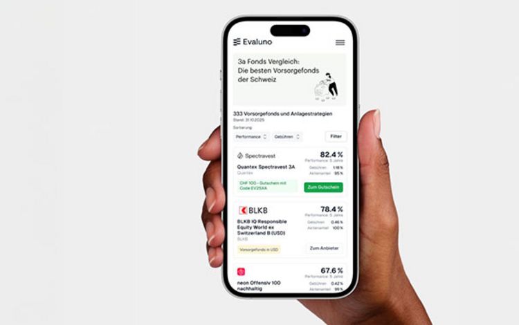 Smartphone-Ansicht der Vergleichsplattform Evaluno