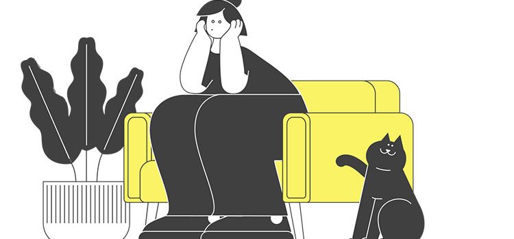 Illustration einer Frau in ihrer Eigentumswohnung