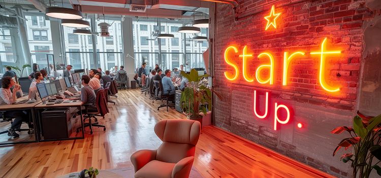 Teams in einem KI-Startup am Arbeiten