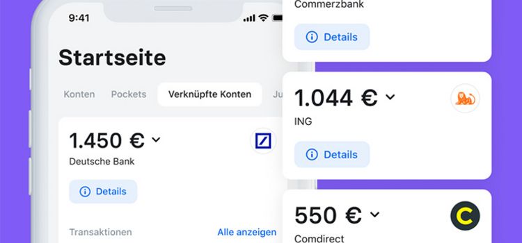 Ansicht Smartphone Display mit App der Challenger-Bank Revolut