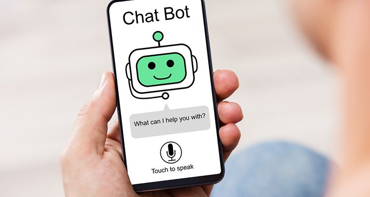 Chatbot auf dem Bildschirm eines Smartphones