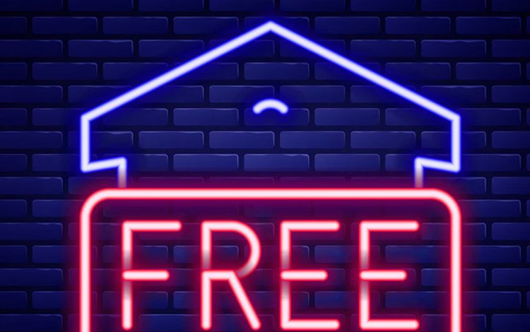 Eine Neonschrift mit "Free" für kostenlos