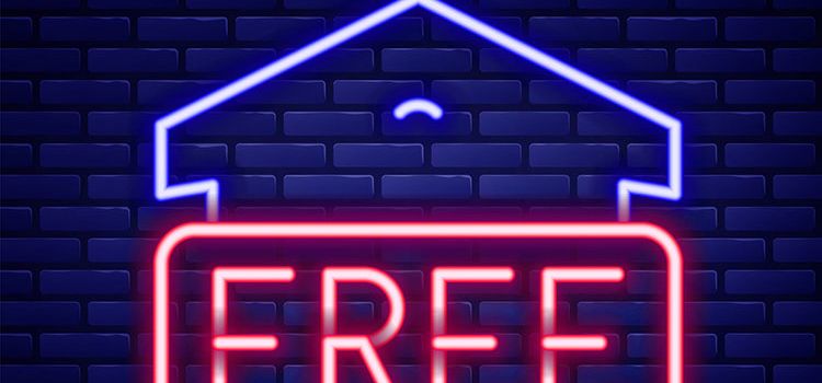 Eine Neonschrift mit "Free" für kostenlos