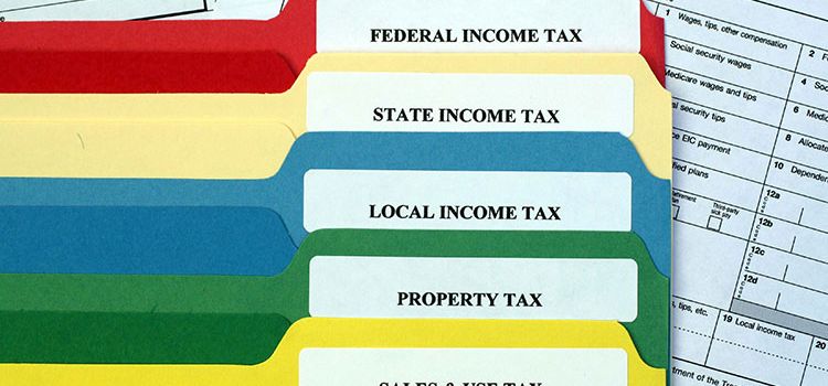 Register mit den verschiedenen Arten von Steuern in den USA