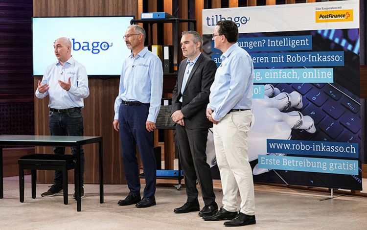 Das Team von Tilbago beim Pitch in der Höhle der Löwen Schweiz