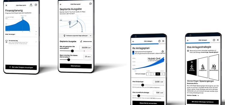 Smartphone-Ansicht der Banking-App CSX von der Credit Suiss