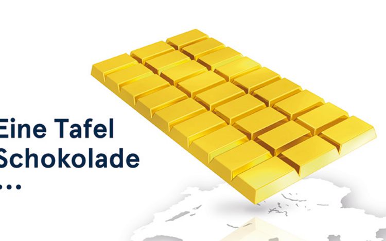 Eine Tafel Schokolade aus Gold