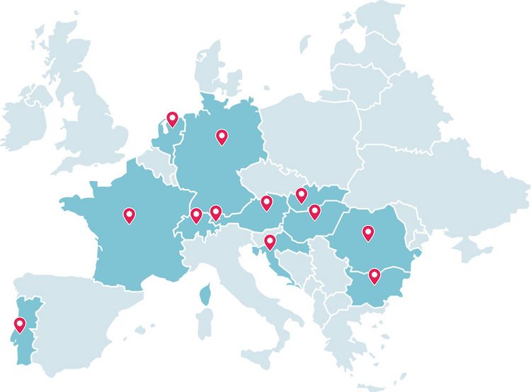 Europakarte mit markierten Ländern, in denen das FinTech Loanboox aktiv ist