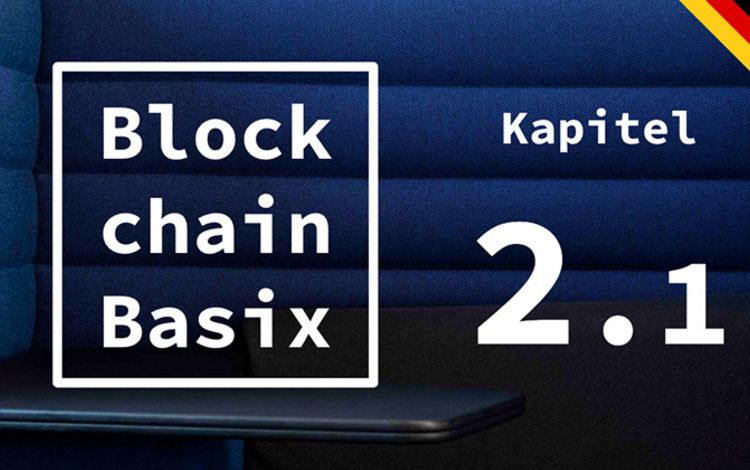 Das Logo Blockchain Basix auf blaubem Grund