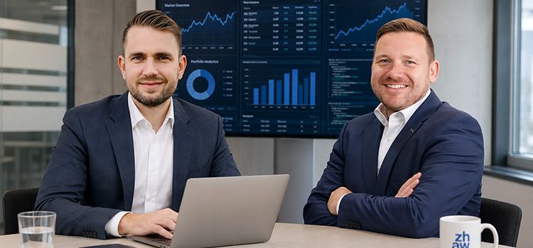 Johannes Höllerich und Ruben Seiberlich, Leiter des MSc Banking and Finance an der ZHAW