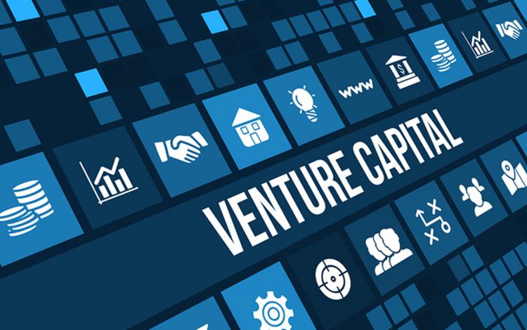 Monitor mit Icons und Schriftzug Venture Capital