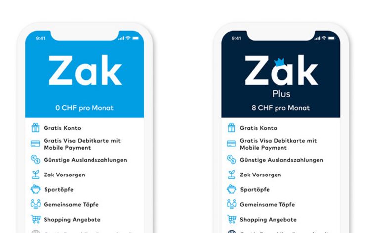 Ansicht von Smartphones mit der App Zak auf dem Monitor