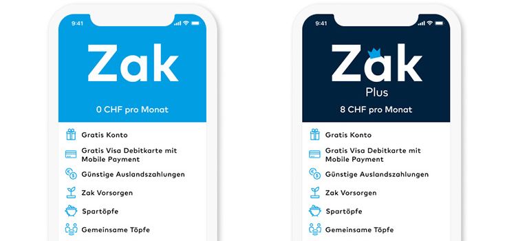 Ansicht von Smartphones mit der App Zak auf dem Monitor