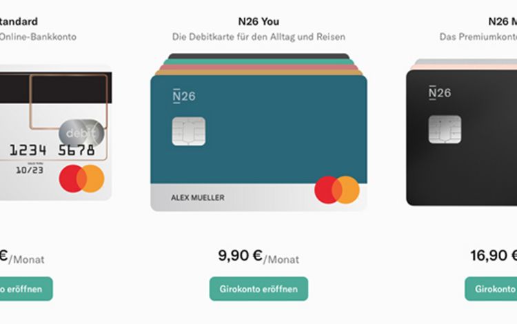 Konto-Typen der Neo-Bank N26