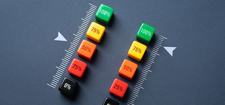 Schieberegler mit Prozenskala als Symbol für einen Vergleich von Schweizer Neo-Banken