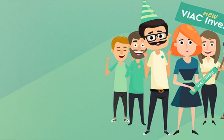 Comic-Figuren in einer bunten Gruppe