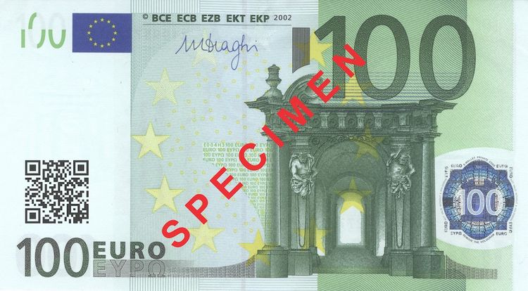 Kryptobanknote 100-Euro-Schein