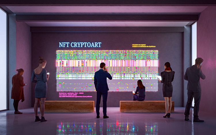Eine virtuelle Kunstgalerie mit NFT-Kunstwerken