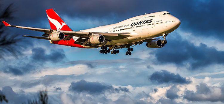 Boeing 747 im Landeanflug auf Sydney