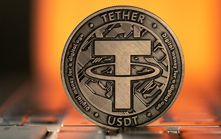 Der Stable Coin Tether dargestellt als Münze