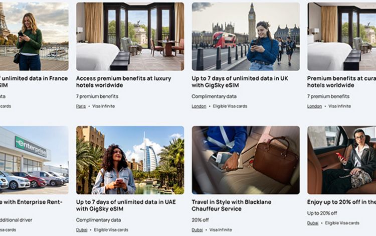 Screenshot der Website Visa Destinations