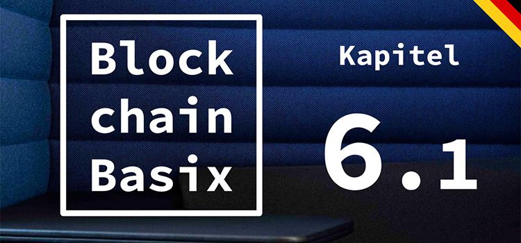 Logo von Blockchain Basix auf blauem Hintergrund