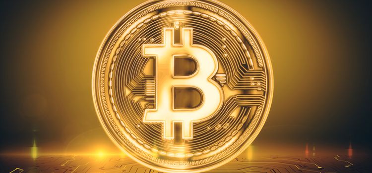Ein Bitcoin als Münze