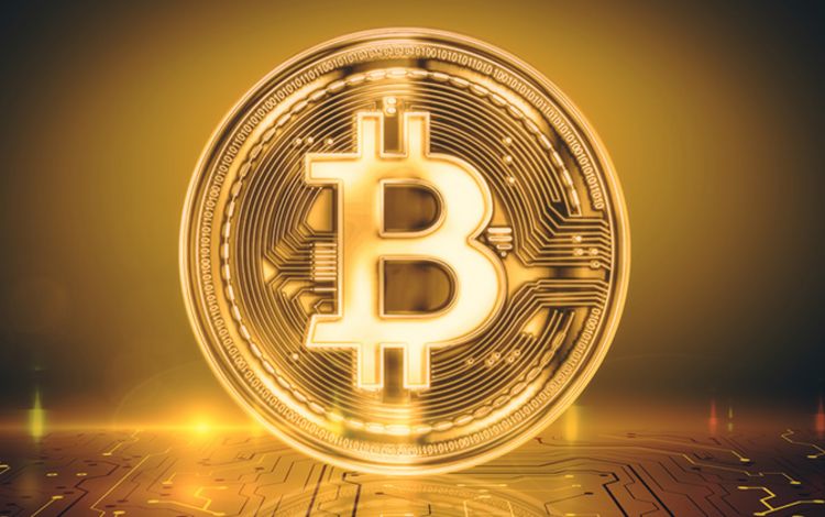 Ein Bitcoin als Münze