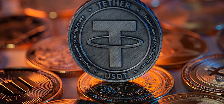 Stablecoin Tether als Münze präsentiert