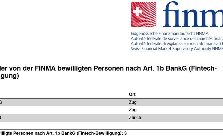 Blick in das FINMA-Register der FinTech-Lizenzen