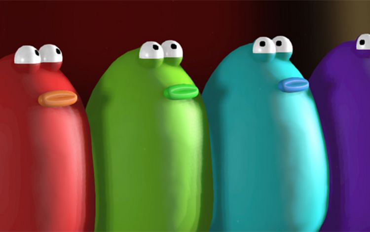 Vier Blobs, die singen können