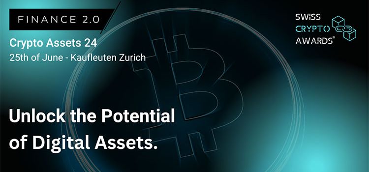 Hinweisschild auf die Konferenz Finance 2.0 – Crypto Assetts 24