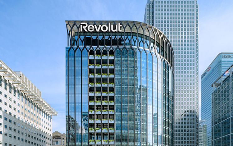 Das neue globale Hauptquartier von Revolut in London, Canary Wharf