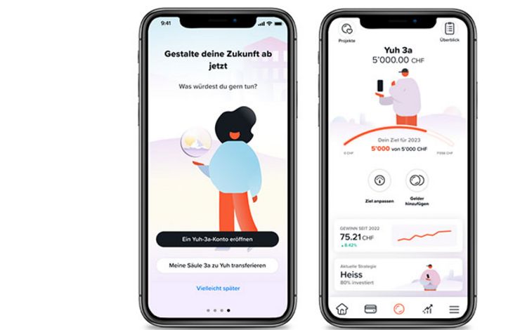 Du Vorsorgesparen-Lösung 3a der Neo-Bank Yuh auf dem Smartphone