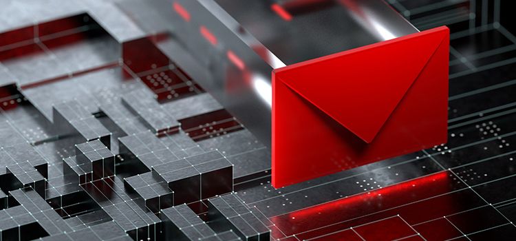 Roter Briefumschlag als Symbol für E-Mail-Verkehr