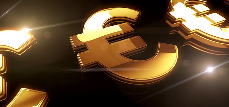 Euro-Symbol in Gold geprägt als Symbol für EUR-Stablecoins