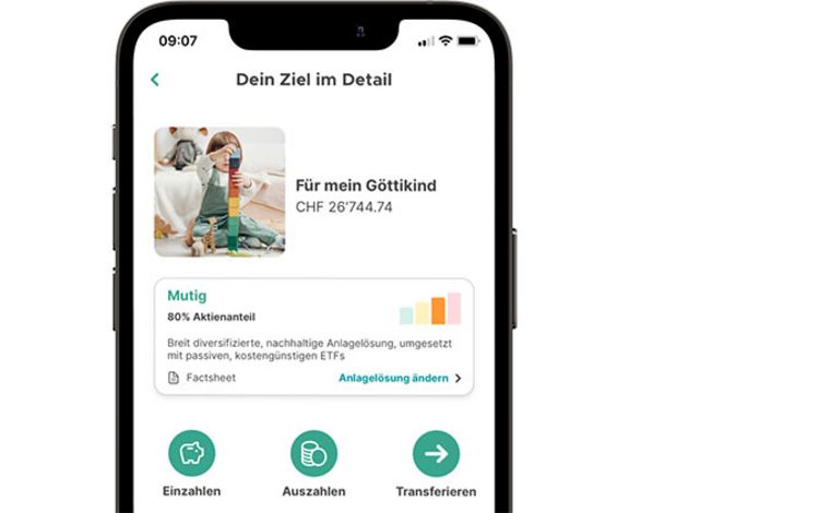 Die Smartphone-Ansicht des Startups Findependent mit der App, über die für Kinder Geld angelegt und gespart werden kann