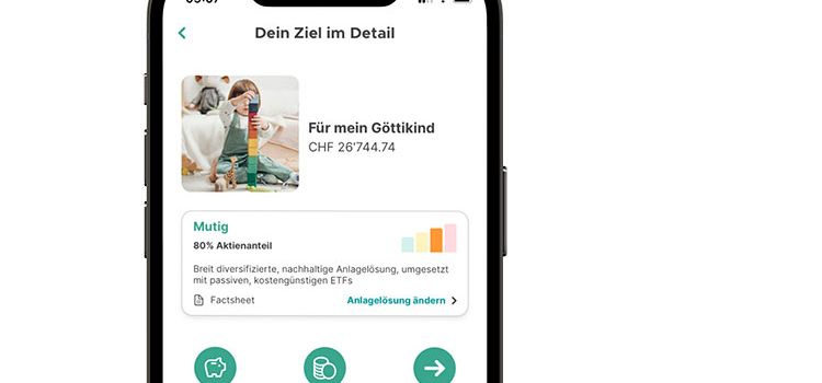 Die Smartphone-Ansicht des Startups Findependent mit der App, über die für Kinder Geld angelegt und gespart werden kann