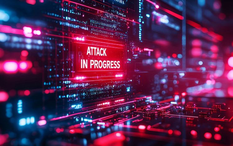Blick in ein Rechenzentrum während einer laufenden Cyberattacke