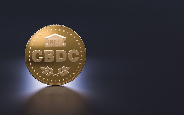 Bild einer Münze mit der Prägung CBDC