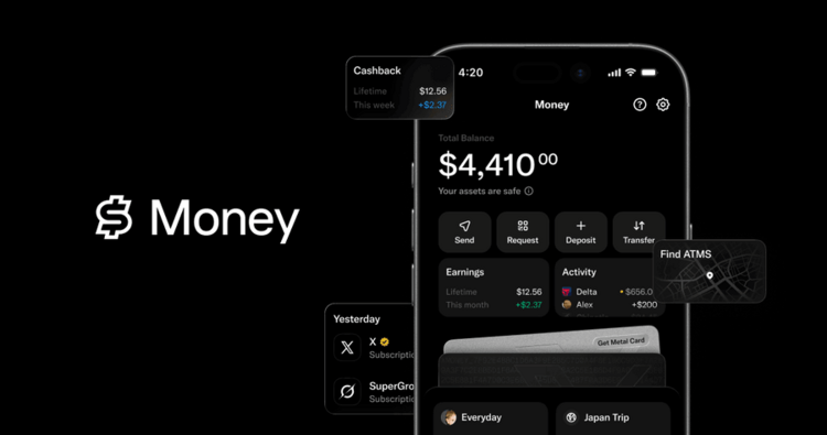 Ansicht der Oberfläche der App von X Money