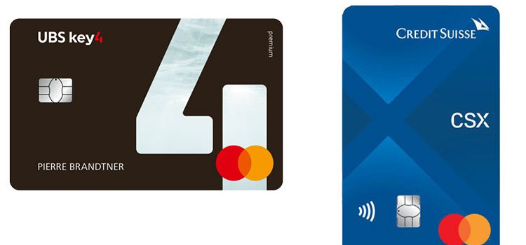 Kreditkarten von UBS Key4 und von CSX der Credit Suisse