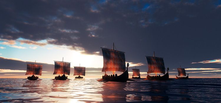 Armada von Vikinger-Schiffen