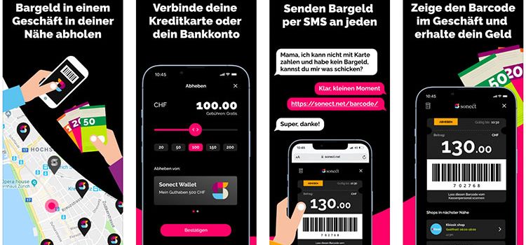 Die Smartphone-Oberfläche des FinTechs Sonect